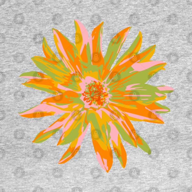 DAHLIA BURSTS Abstract Blooming Floral Summer Bright Flowers - Orange Yellow Blush Lime Green on Orange - UnBlink Studio by Jackie Tahara by UnBlink Studio by Jackie Tahara